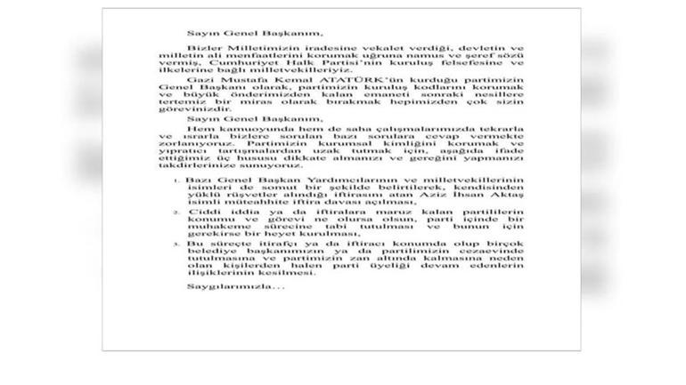 Vekillerden Özele yolsuzluk mektubu