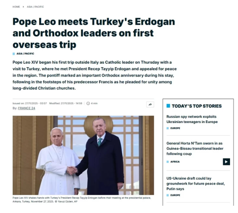 Dünya gözünü Ankaraya çevirdi Cumhurbaşkanı Erdoğan ve Papa Leo manşetlerde: Bölgesel güç Türkiye vurgusu