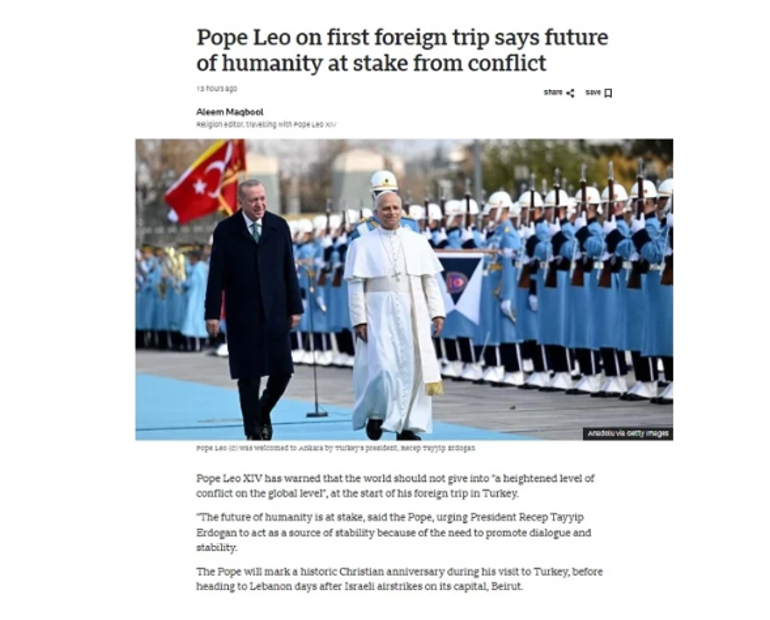 Dünya gözünü Ankaraya çevirdi Cumhurbaşkanı Erdoğan ve Papa Leo manşetlerde: Bölgesel güç Türkiye vurgusu
