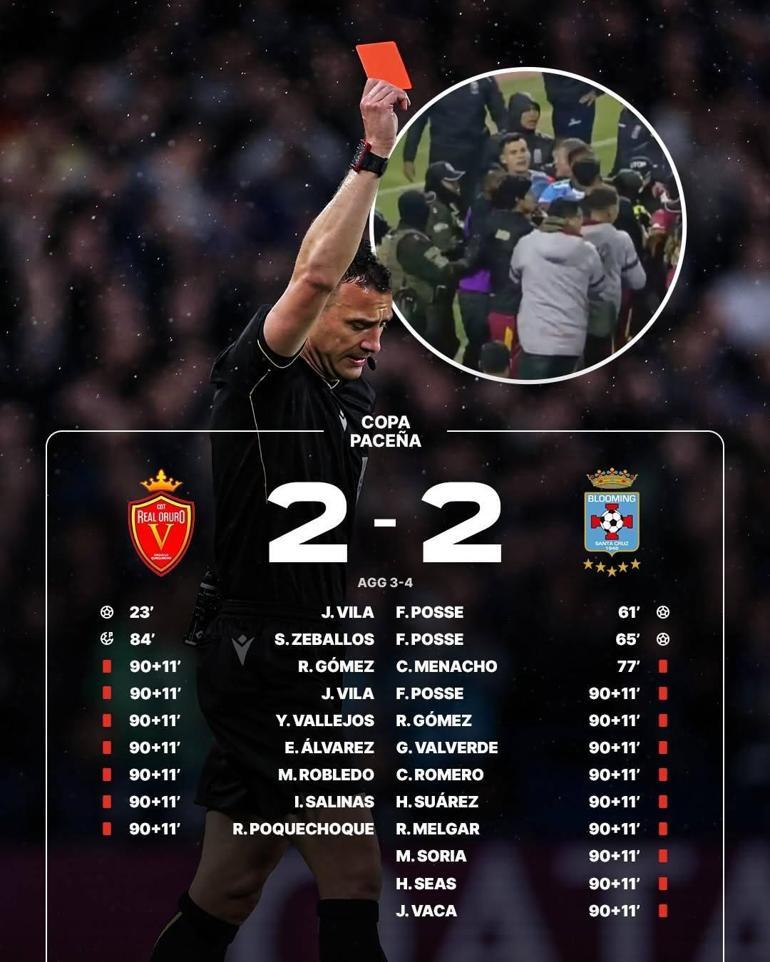 Futbol sahası ringe döndü Kupa maçında 17 kırmızı kart çıktı