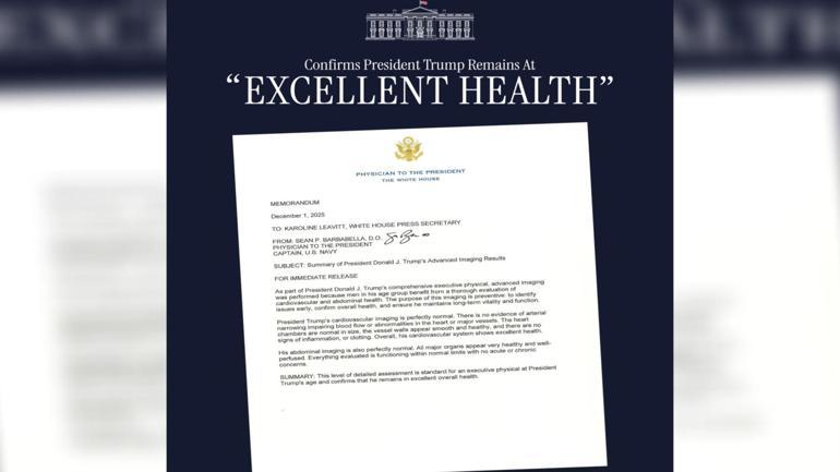 Beyaz Saray ABD Başkanı Trump’ın MR sonuçlarını paylaştı