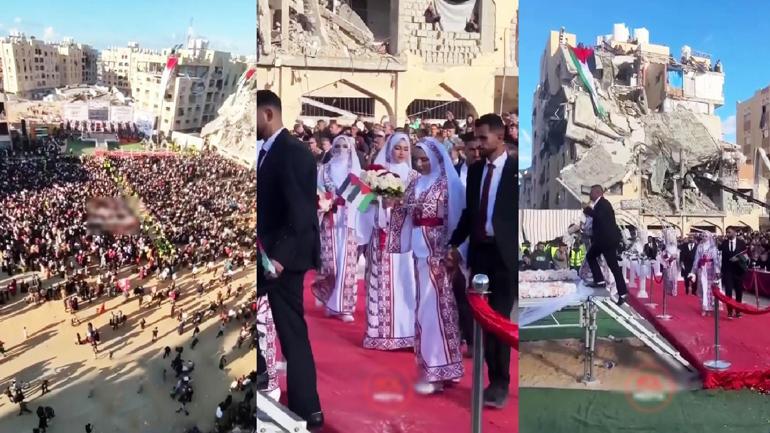 Savaşın gölgesinde toplu düğün Gazze’de tüm zorluklara rağmen yaşam devam ediyor