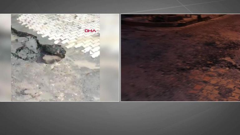  Küçükçekmece’de yol çöktü, araçlar çukura düştü