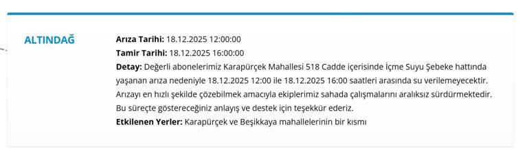 18 ARALIK ASKİ ANKARA SU KESİNTİSİ Ankara Su Kesintisi Hangi İlçelerde, Saat Kaçta Olacak Mamak’tan Etimesgut’a Detaylı Liste...