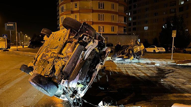  Çarpıştıktan sonra takla attılar