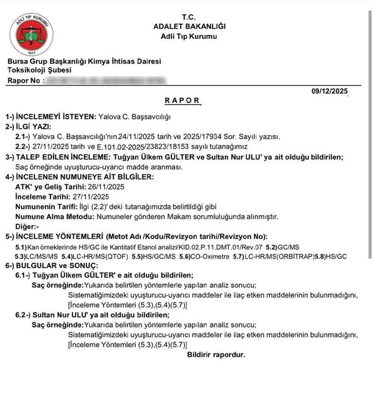 SON DAKİKA | Güllünün kızı Tuğyanın uyuşturucu test sonucu belli oldu