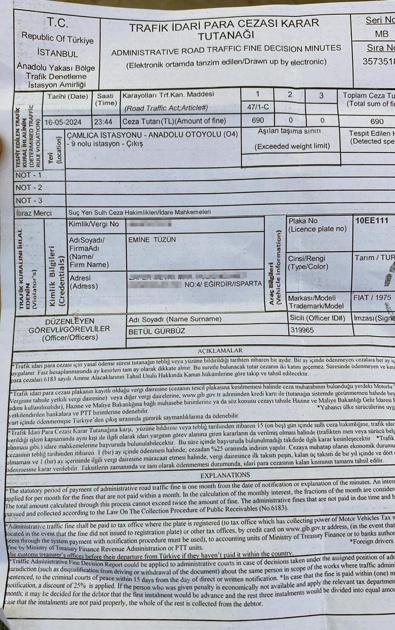 Emine Teyzenin bitmeyen kabusu Köydeki traktörüne İstanbuldan ceza yağıyor