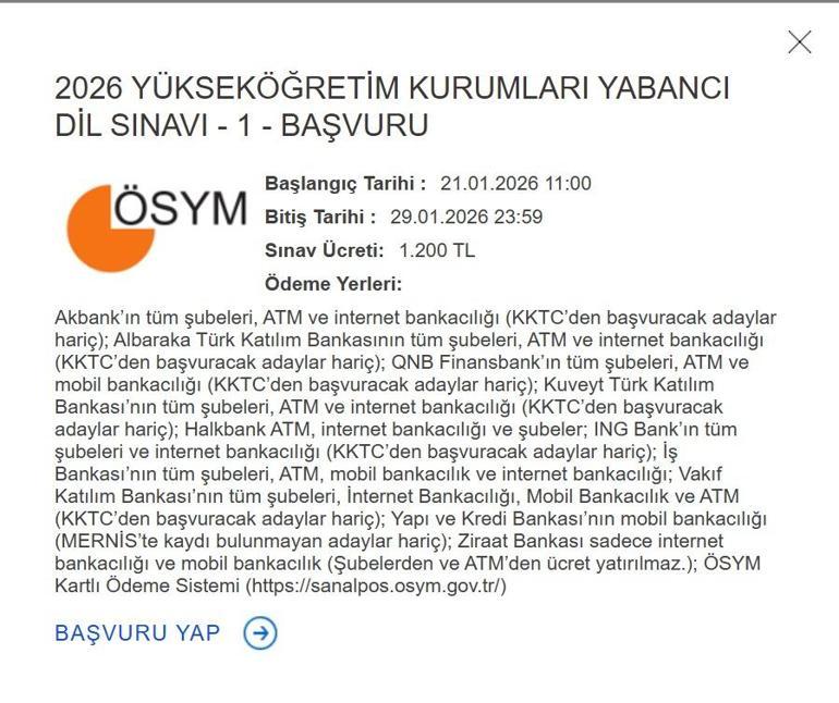 YÖKDİL/1 BAŞVURU 2026 ÖSYM EKRANI: YÖKDİL Sınavı Ne Zaman Başvuru Nereden Yapılır, Tarihler Neler YÖKDİL Sınav Ücreti Ne ÖSYM Duyurdu