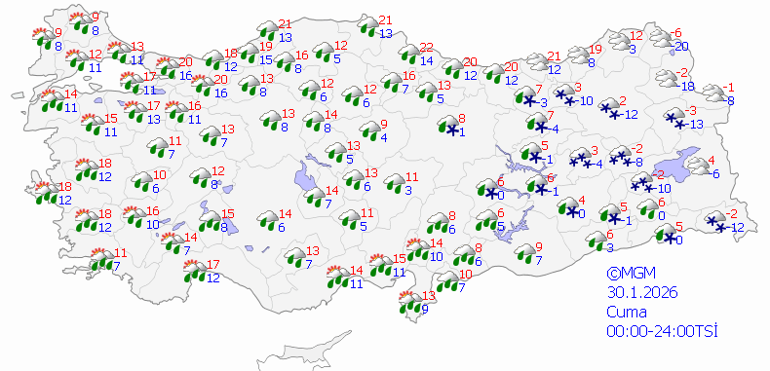 METEOROLOJİ 30 OCAK HAVA DURUMU TAHMİNLERİ SON DAKİKA İstanbul, İzmir, Ankarada hava nasıl olacak