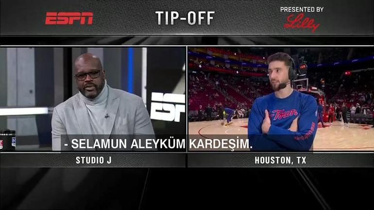 Shaquille Onealın Alperen Şengün ile sıcak sohbeti: Selamünaleyküm kardeşim