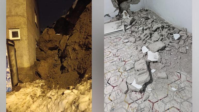 Dağdan kopan dev kaya yatak odasına girdi