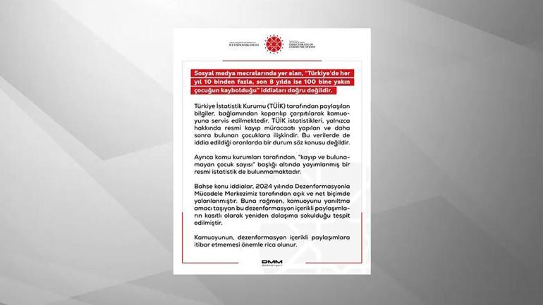 DMM’den “Son 8 yılda ise 100 bine yakın çocuğun kaybolduğu” iddialarına yalanlama geldi