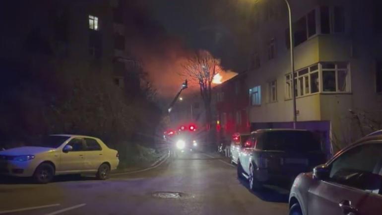  7 katlı bina alev alev yandı