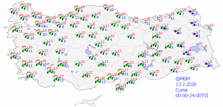 HAVA DURUMU SON DAKİKA Bugün (13 Şubat) hava nasıl olacak Kuvvetli yağış etkili olacak