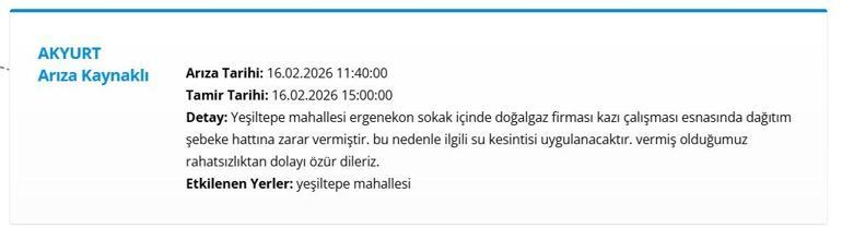  ASKİ Ankara Su Kesintisi Ne Zaman Bitecek 16 Şubat Pazartesi Ankarada Sular Ne Zaman Gelecek ASKİ Duyurdu