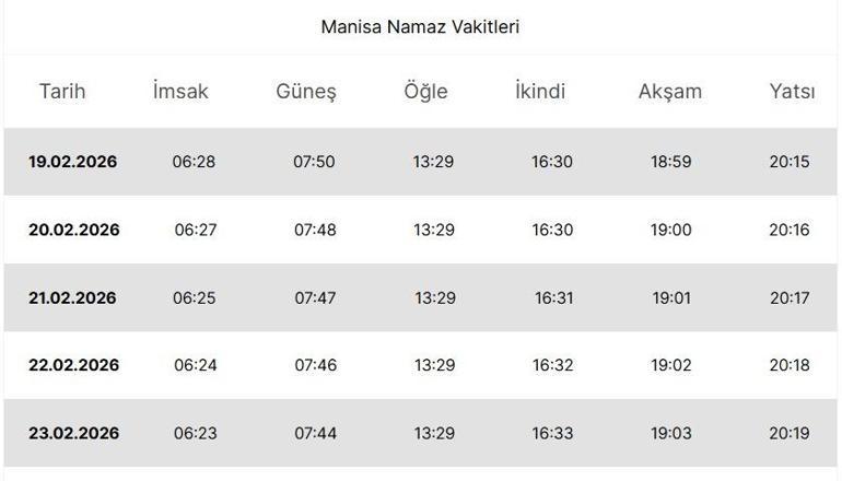 Manisa İFTAR VAKTİ: Manisa İMSAKİYE 2026 - Manisa İftar Saat kaçta, Oruç Ne zaman açılacak İftar Vakti ve Ramazan Takvimi