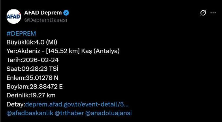 DEPREM SON DAKİKA 24 ŞUBAT Deprem mi oldu, nerede, kaç şiddetinde AFAD ve Kandilli Rasathanesi 24 Şubat son depremler listesi