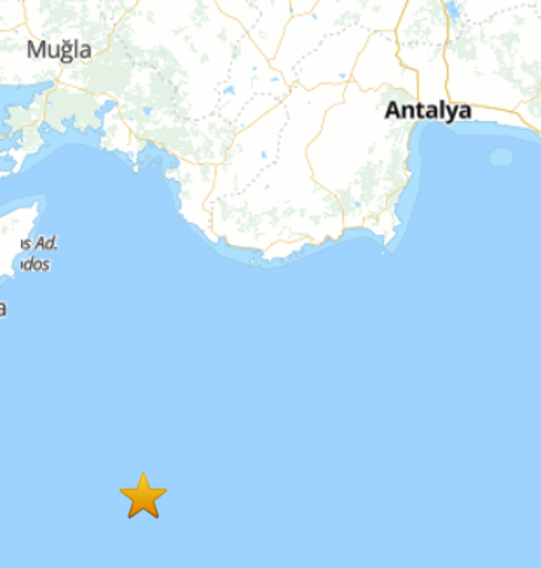 SON DAKİKA... Antalya açıklarında 4.5 büyüklüğünde deprem