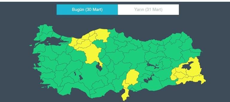 METEOROLOJİDEN O İLLERE SARI KODLU UYARI 30 Mart hava durumu: İstanbul’da bugün hava nasıl olacak