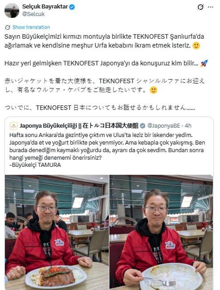 Japon Büyükelçi iskenderden sonra öneri istedi, Selçuk Bayraktartan yanıt geldi