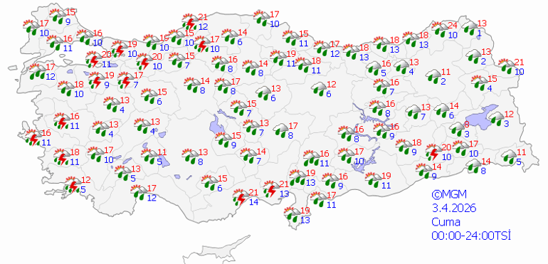 METEOROLOJİ SAAT VERDİ: Çok Kuvvetli Sağanak ve Fırtına Geliyor 3 Nisan Hava Durumu