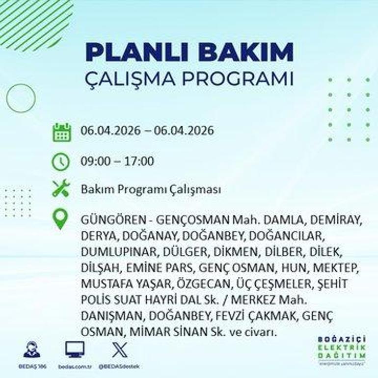 İSTANBUL’DA 8 SAATLİK ELEKTRİK KESİNTİSİ 6 Nisan Hangi İlçelerde Elektrik Yok BEDAŞ ve AYEDAŞ Duyurdu