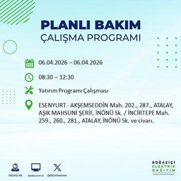 İSTANBUL’DA 8 SAATLİK ELEKTRİK KESİNTİSİ 6 Nisan Hangi İlçelerde Elektrik Yok BEDAŞ ve AYEDAŞ Duyurdu