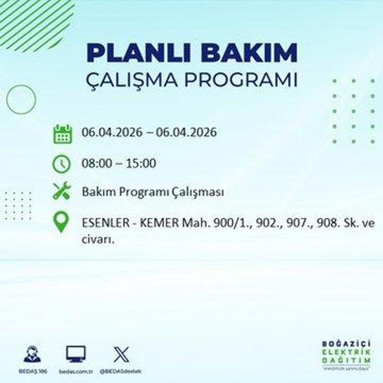 İSTANBUL’DA 8 SAATLİK ELEKTRİK KESİNTİSİ 6 Nisan Hangi İlçelerde Elektrik Yok BEDAŞ ve AYEDAŞ Duyurdu