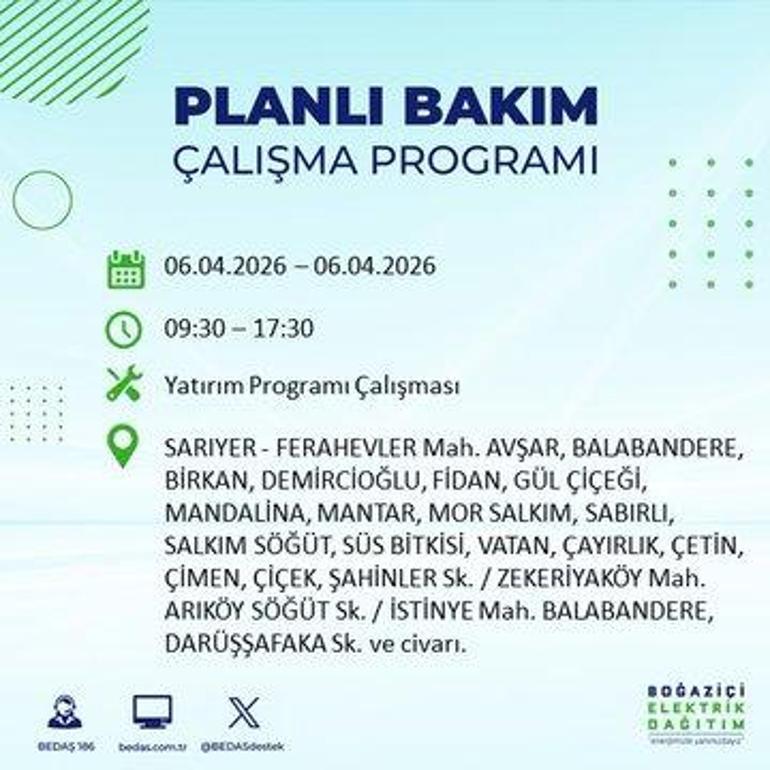 İSTANBUL’DA 8 SAATLİK ELEKTRİK KESİNTİSİ 6 Nisan Hangi İlçelerde Elektrik Yok BEDAŞ ve AYEDAŞ Duyurdu