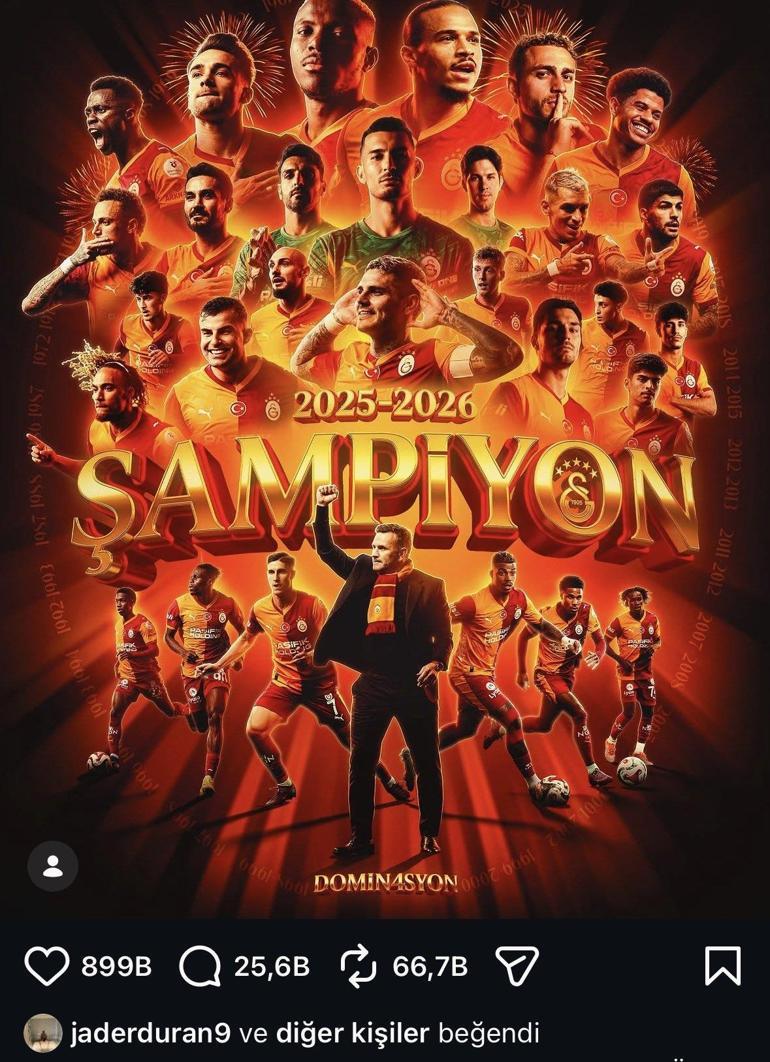 Jhon Duran, Galatasaray’ın şampiyonluk paylaşımını beğendi