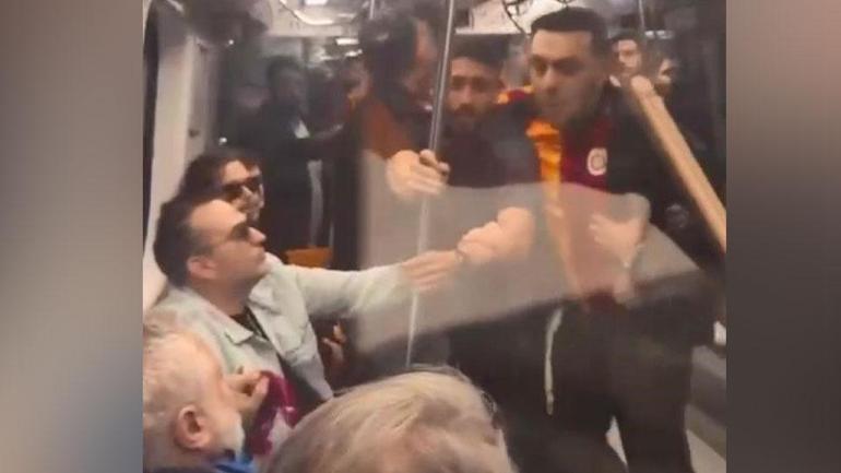 Galatasaray maçı sonrası metroda küfürlü tezahürat kavgasına oklavalı müdahale
