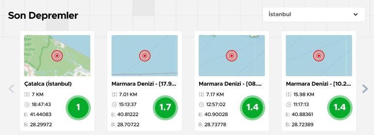 İSTANBUL’DA DEPREM Mİ OLDU 16 Mayıs İstanbul Son Dakika Deprem Listesi