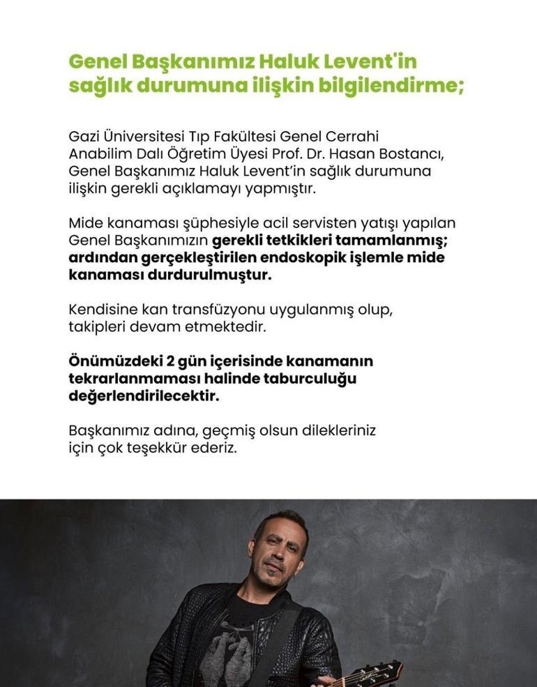 Haluk Leventin sağlık durumu nasıl Müjdeli haber geldi Ahbap Derneği taburcu olacağı tarihi açıkladı