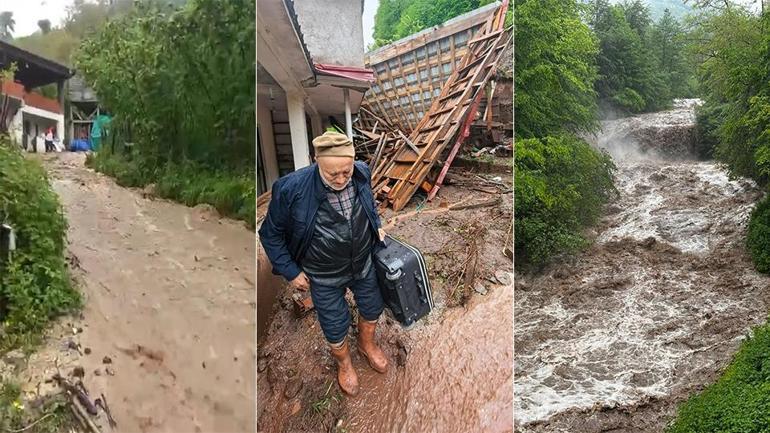 Orduda evin içinden sel geçti