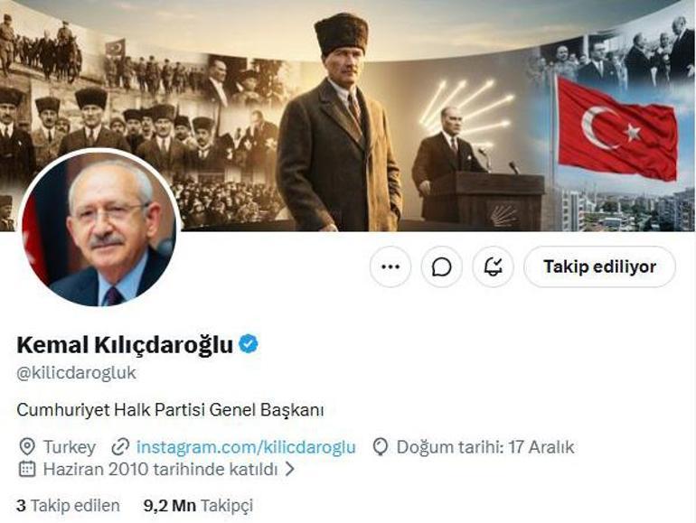 Kemal Kılıçdaroğlu, sanal medyadaki unvanını güncelledi