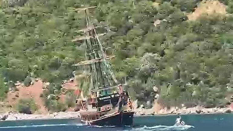 Marmaris'te 110 kişinin bulunduğu gezinti teknesi battı 2 Marmariste gezinti teknesi battı