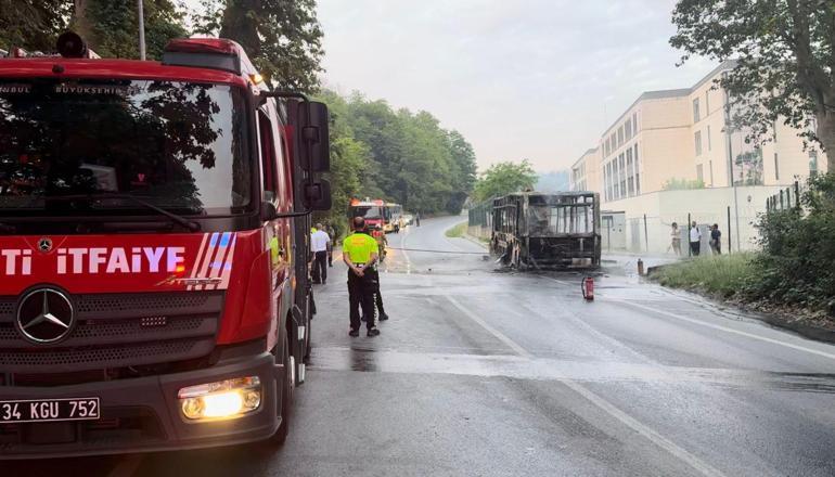 Alev alev yanan İETT otobüsü küle döndü
