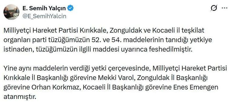 MHPnin 3 il teşkilatı feshedildi