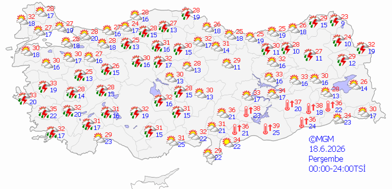 BİRÇOK İLE SAĞANAK UYARISI: Bugün (18 Haziran) hava nasıl olacak Meteoroloji hava durumu tahminleri