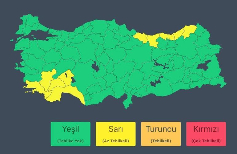 10 il için sarı kod verildi Kuvvetli sağanak bekleniyor...