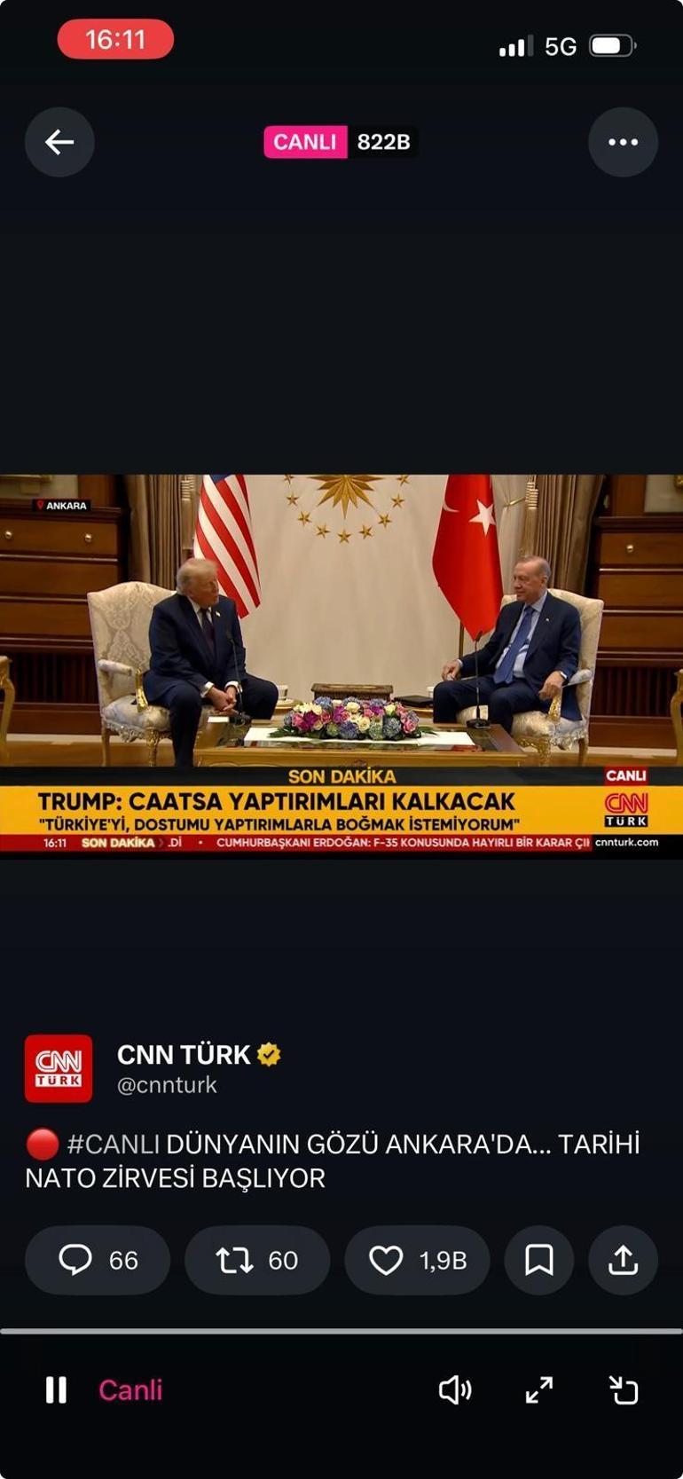 Tarihi Erdoğan–Trump Zirvesine CNN TÜRK Damgası: 1 MİLYONU AŞKIN KİŞİ X’TEN CANLI YAYIN İZLEDİ