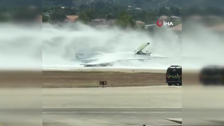 Yunanistan’a ait F-16 uçağı alev aldı: Pilot acil iniş yaptı