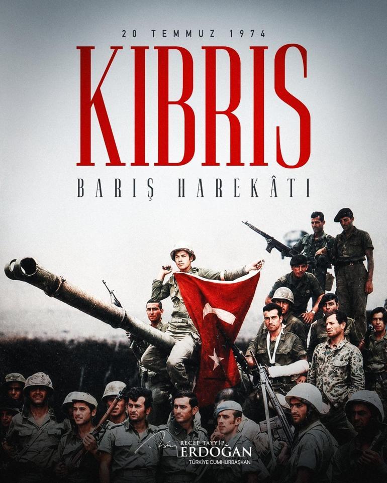 Cumhurbaşkanı Erdoğandan Kıbrıs Barış Harekatı paylaşımı