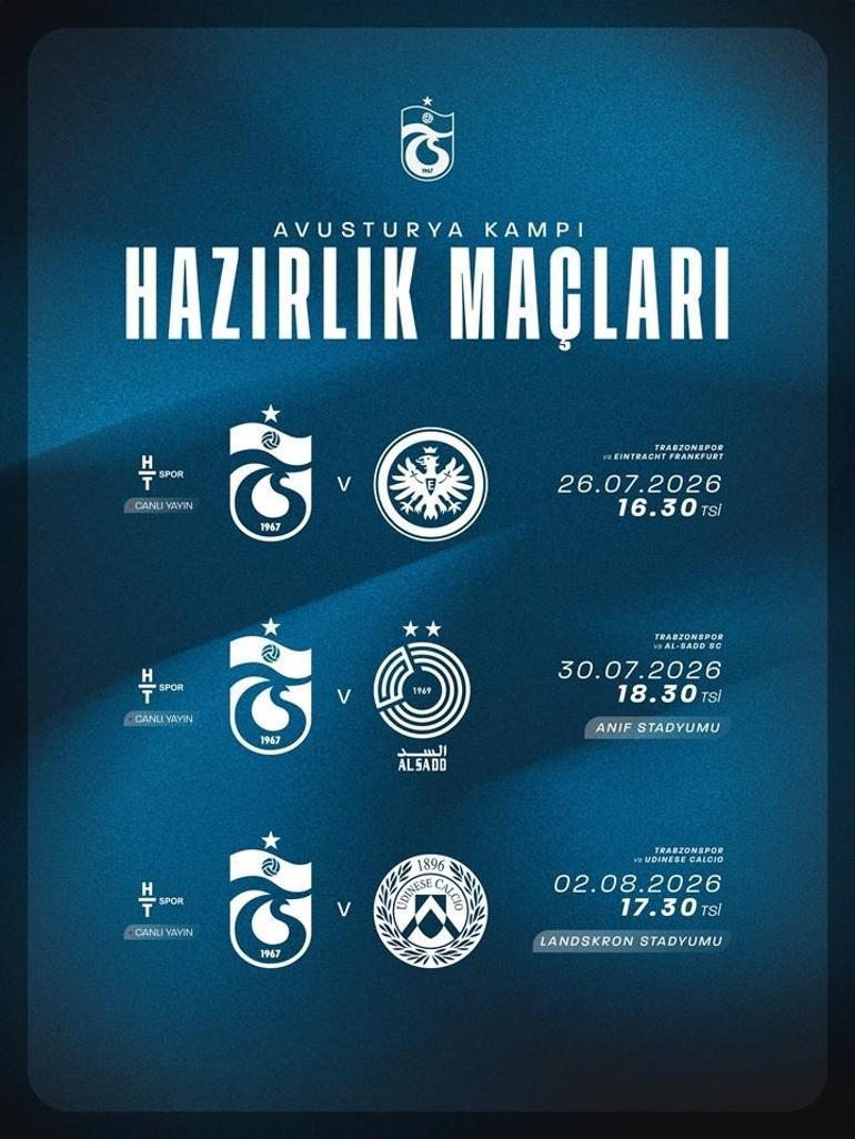 Trabzonsporun hazırlık maçları programı belli oldu