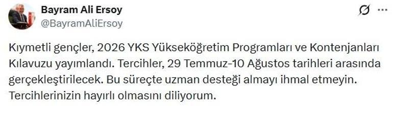 YKS tercih kılavuzu yayımlandı Tarihler belli oldu