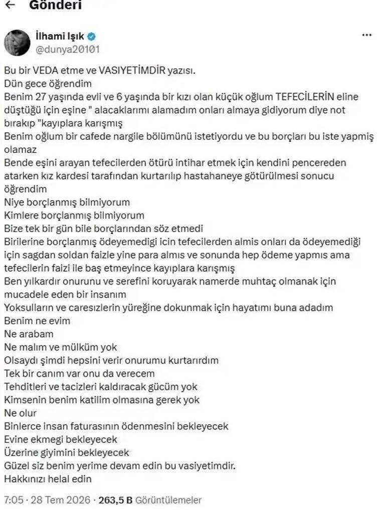 ‘Tehditleri Ve Tacizleri Kaldıracak Gücüm Yok’ İlhami Işıktan Korkutan Mesaj ‘Hakkınızı Helal Edin’