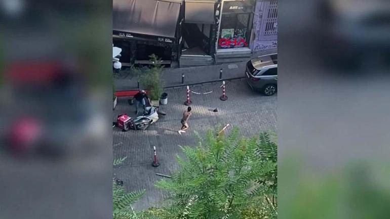 Yarı çıplak olaya tam dayak müdahale Beyoğlunda film gibi olay