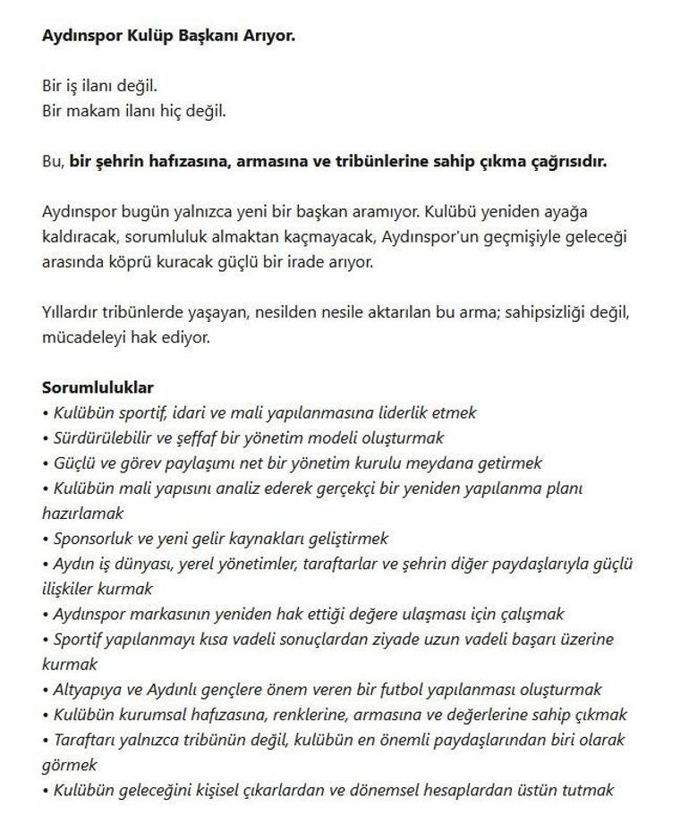 Aydınspor kulüp başkanını iş ilanıyla arıyor, 36 saatte 1.391 başvuru geldi