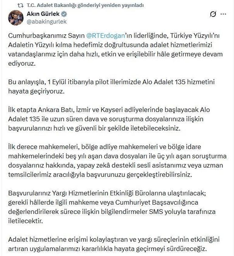 Adliyelerde Alo Adalet 135 dönemi