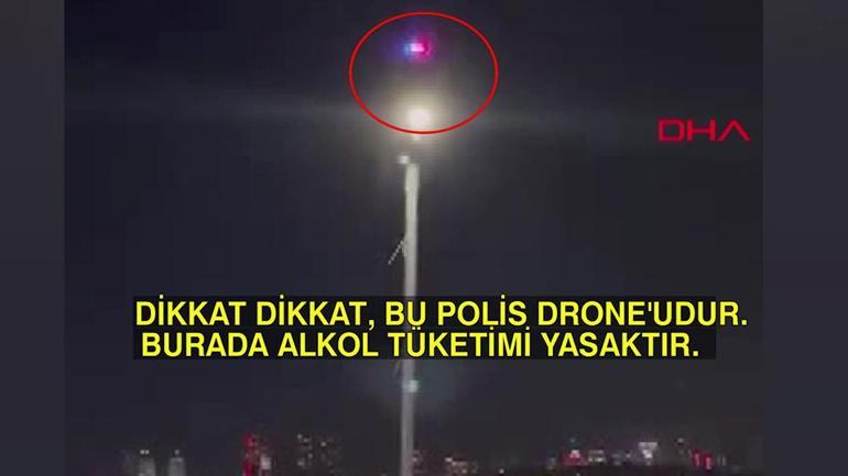 Üsküdar sahilde dronla alkol denetimi